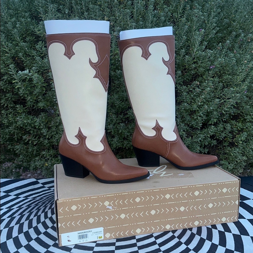 ZODIAK - DAWSON size 7M (EUR 37) BROWN CRÈME Cowboy Boots -brand new, never used